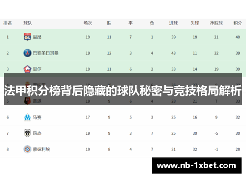 法甲积分榜背后隐藏的球队秘密与竞技格局解析